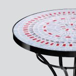mesa venecitas circulos blanco y rojo 50cm