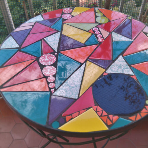 Mesa De Exterior Azulejos Geometrica 60cm